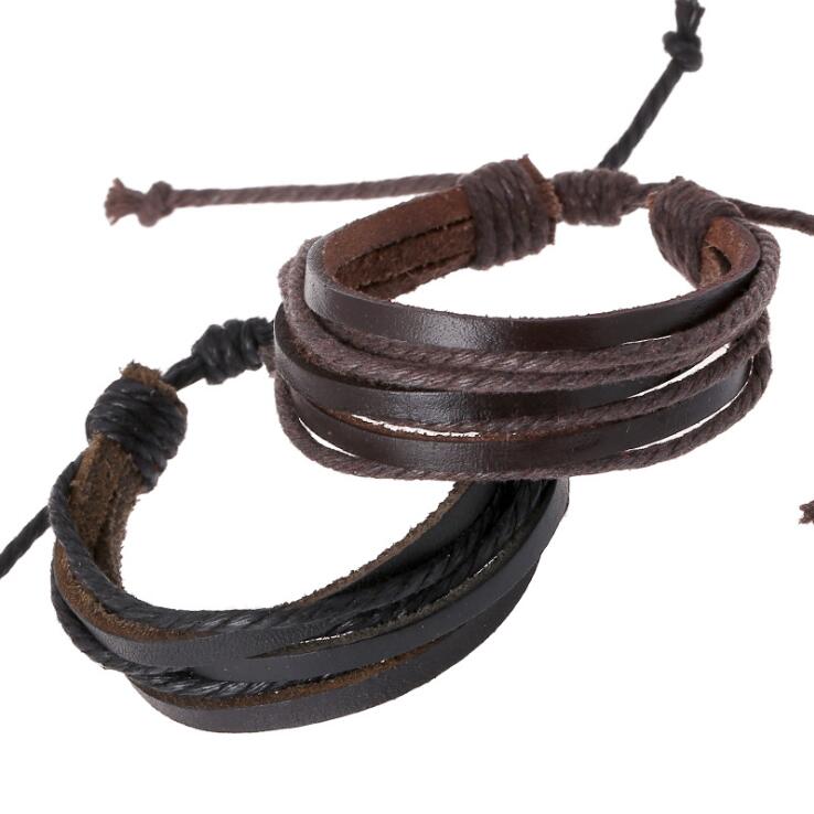 men's multi-layer braided leather bracelet