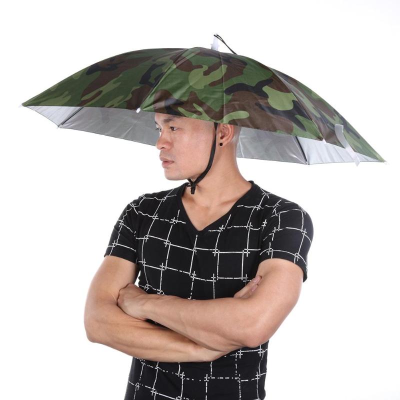 Portable Hands Free Umbrella Hat Army Green Foldable
