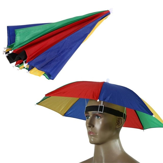 Portable Hands Free Umbrella Hat Army Green Foldable