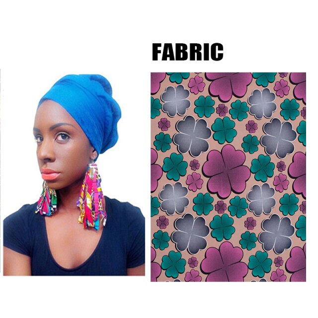 BRW 2021 Fabric African Earrings For Women Handmade Jewelry Ankara Earrings With Tassel Ethnic African Print Drop Earrings WYB29
