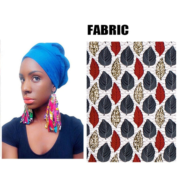 BRW 2021 Fabric African Earrings For Women Handmade Jewelry Ankara Earrings With Tassel Ethnic African Print Drop Earrings WYB29