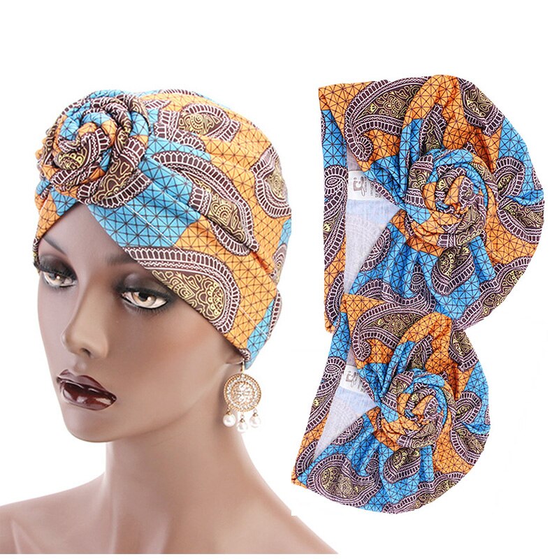 Mommy and Me Matching Cotton Turban Top Knotted African print Headwear Women and Baby Girl's Headwrap Hair Cover Accessorries