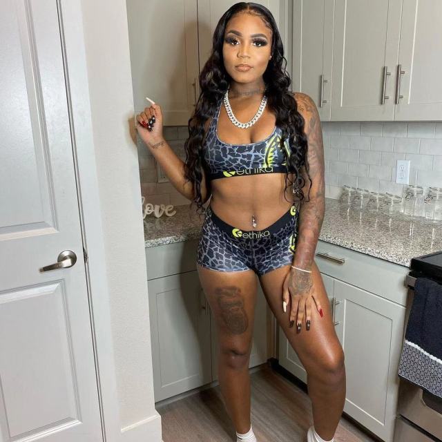 Sexy style print lady bra top and hot shorts two piece set