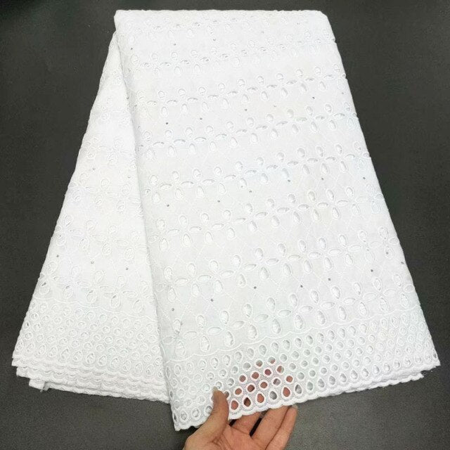 Party Q Latest Design 100% Cotton African Lace Fabric 2021 High Quality Lace Pure White Nigerian Swiss Voile Lace In Switzerland
