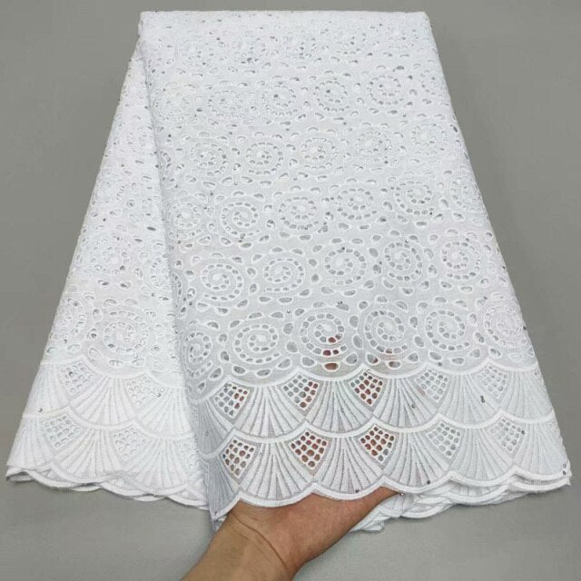 Party Q Latest Design 100% Cotton African Lace Fabric 2021 High Quality Lace Pure White Nigerian Swiss Voile Lace In Switzerland