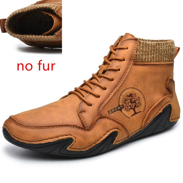Men&#39;s boots Lightweight Leather Shoes Men Fashion Casual plush Warm Winter Shoes Mocassin Homme Mens Boots Cowboy Boots men