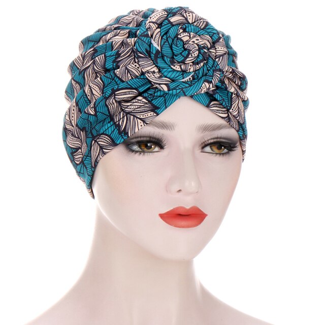 Bohe Vintage Muslim Women Turban African Pattern Knot Headwrap Fashion Warm Bandana Hats  Floral Printed Women Muslim Headscarf